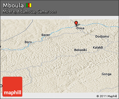 Shaded Relief Panoramic Map of Mboula