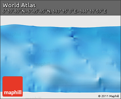 Physical 3D Map of the Area around 6° 28' 13" N, 143° 43' 29" E