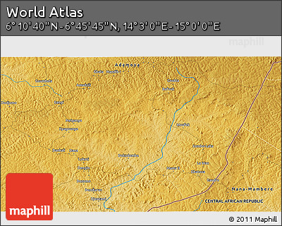 Physical 3D Map of the Area around 6° 28' 13" N, 14° 31' 30" E