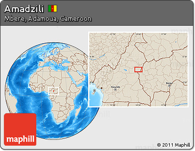 Shaded Relief Location Map of Amadzili