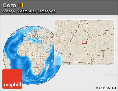 Shaded Relief Location Map of Goro