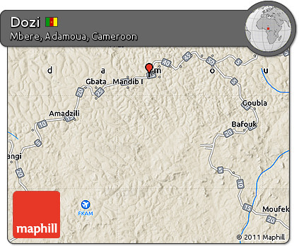 Shaded Relief Map of Dozi
