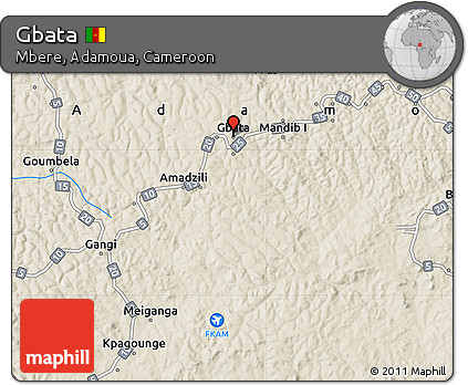Shaded Relief Map of Gbata