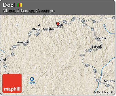 Shaded Relief Map of Dozi