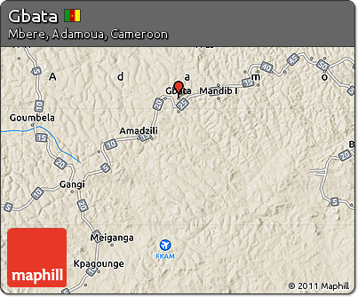 Shaded Relief Map of Gbata