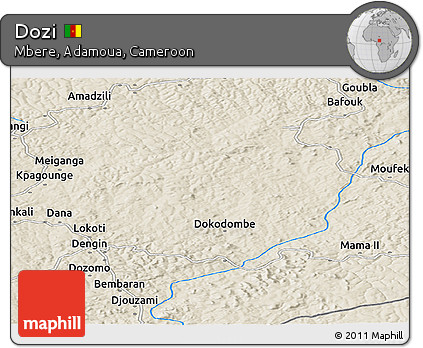 Shaded Relief Panoramic Map of Dozi