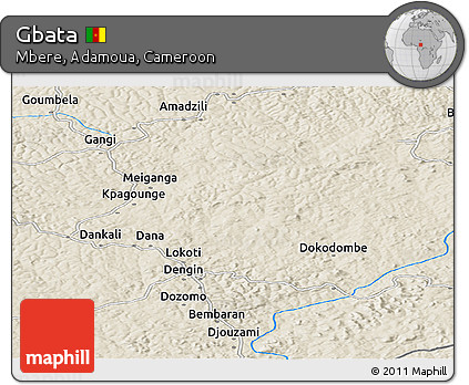 Shaded Relief Panoramic Map of Gbata