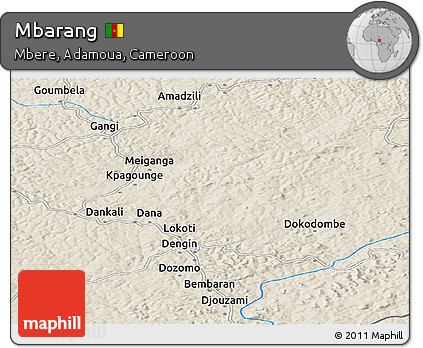 Shaded Relief Panoramic Map of Mbarang
