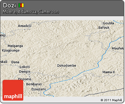 Shaded Relief Panoramic Map of Dozi