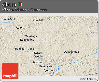 Shaded Relief Panoramic Map of Gbata