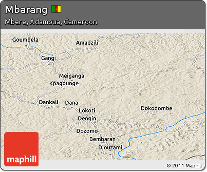 Shaded Relief Panoramic Map of Mbarang
