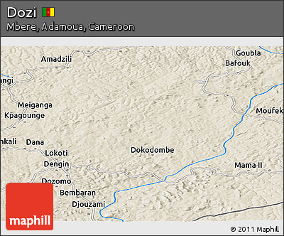Shaded Relief Panoramic Map of Dozi