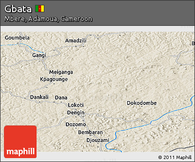 Shaded Relief Panoramic Map of Gbata
