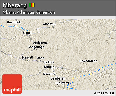 Shaded Relief Panoramic Map of Mbarang