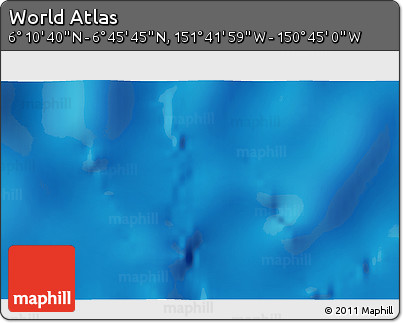 Shaded Relief 3D Map of the Area around 6° 28' 13" N, 151° 13' 29" W