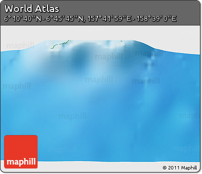 Physical 3D Map of the Area around 6° 28' 13" N, 158° 10' 30" E