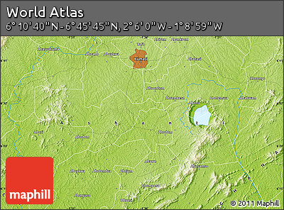 Physical Map of the Area around 6°&nbsp;28'&nbsp;13"&nbsp;N,&nbsp;1°&nbsp;37'&nbsp;30"&nbsp;W