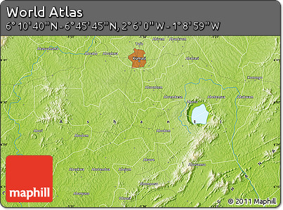 Physical Map of the Area around 6°&nbsp;28'&nbsp;13"&nbsp;N,&nbsp;1°&nbsp;37'&nbsp;30"&nbsp;W