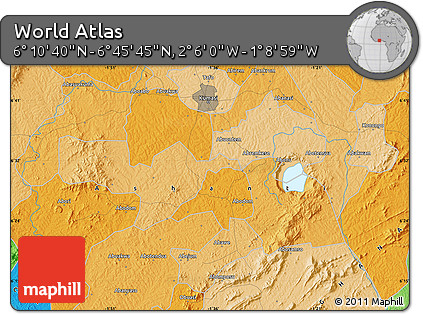 Political Map of the Area around 6°&nbsp;28'&nbsp;13"&nbsp;N,&nbsp;1°&nbsp;37'&nbsp;30"&nbsp;W