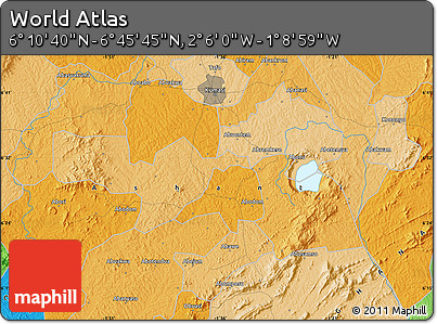 Political Map of the Area around 6°&nbsp;28'&nbsp;13"&nbsp;N,&nbsp;1°&nbsp;37'&nbsp;30"&nbsp;W