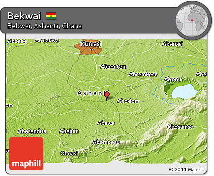 Physical Panoramic Map of Bekwai