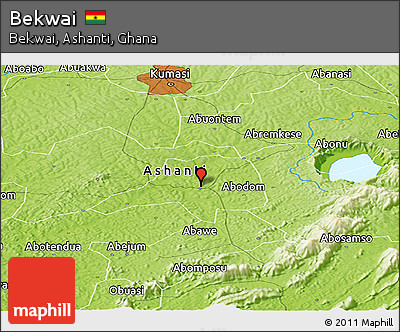 Physical Panoramic Map of Bekwai