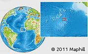 Physical Location Map of the area around 6° 28' 13" N, 20° 19' 30" W