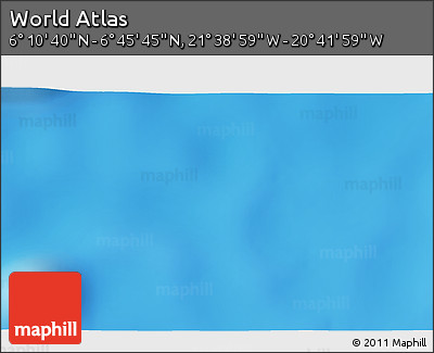 Physical 3D Map of the Area around 6° 28' 13" N, 21° 10' 29" W