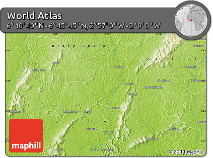 Physical Map of the Area around 6°&nbsp;28'&nbsp;13"&nbsp;N,&nbsp;2°&nbsp;28'&nbsp;30"&nbsp;W