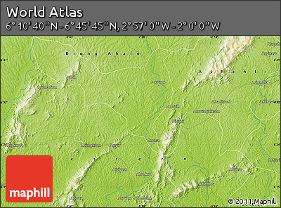 Physical Map of the Area around 6°&nbsp;28'&nbsp;13"&nbsp;N,&nbsp;2°&nbsp;28'&nbsp;30"&nbsp;W