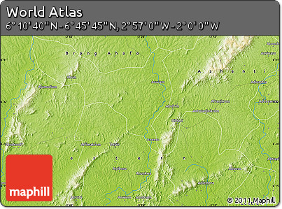 Physical Map of the Area around 6°&nbsp;28'&nbsp;13"&nbsp;N,&nbsp;2°&nbsp;28'&nbsp;30"&nbsp;W