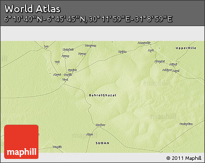 Physical 3D Map of the Area around 6° 28' 13" N, 30° 40' 29" E