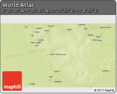 Physical 3D Map of the Area around 6° 28' 13" N, 30° 40' 29" E
