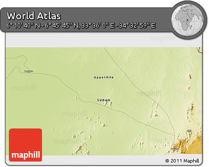Physical 3D Map of the Area around 6° 28' 13" N, 34° 4' 30" E