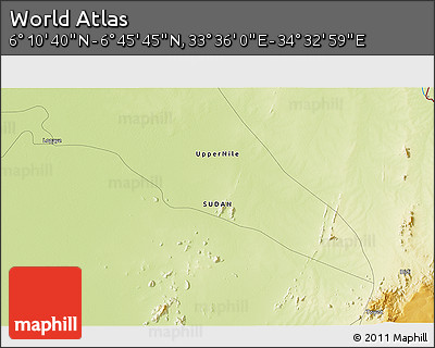 Physical 3D Map of the Area around 6° 28' 13" N, 34° 4' 30" E