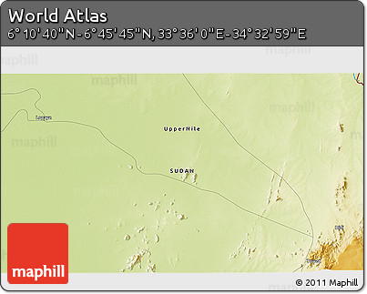 Physical 3D Map of the Area around 6° 28' 13" N, 34° 4' 30" E