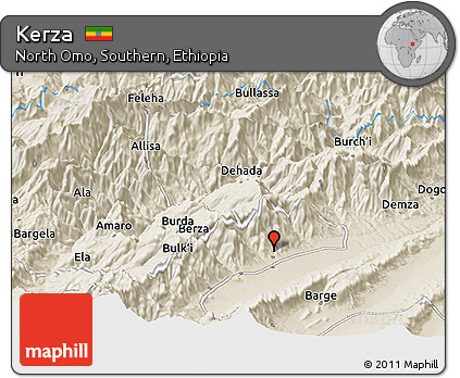 Shaded Relief Panoramic Map of Kerza