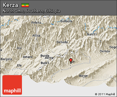 Shaded Relief Panoramic Map of Kerza