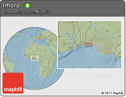 Savanna Style Location Map of Imoro, hill shading