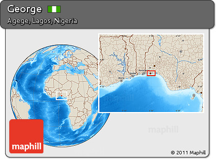 Shaded Relief Location Map of George