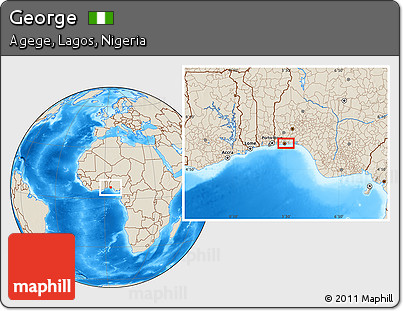 Shaded Relief Location Map of George