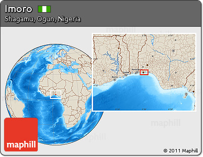 Shaded Relief Location Map of Imoro