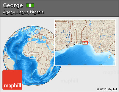 Shaded Relief Location Map of George
