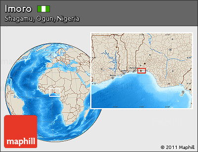 Shaded Relief Location Map of Imoro