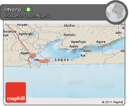 Shaded Relief Panoramic Map of Imoro