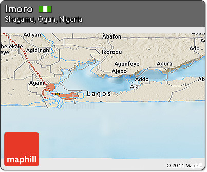 Shaded Relief Panoramic Map of Imoro