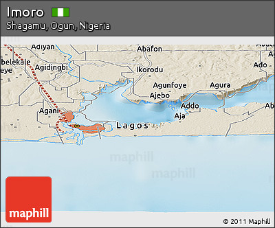 Shaded Relief Panoramic Map of Imoro