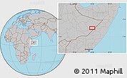 Gray Location Map of the area around 6° 28' 13" N, 45° 58' 30" E
