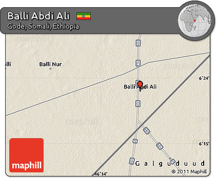 Shaded Relief Map of Balli Abdi Ali