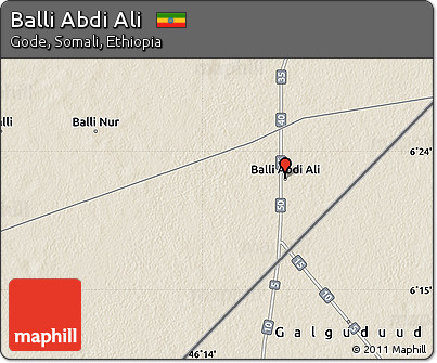 Shaded Relief Map of Balli Abdi Ali
